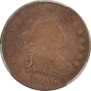 1806 B-9 Draped Bust Quarter Normal Date PCGS VG10 Obverse Die Crack